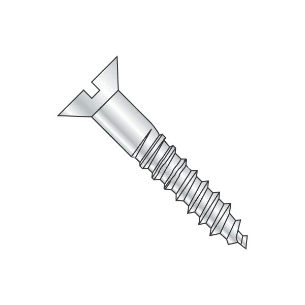 Newport Fasteners Wood Screw, #4, 3/8 in, Zinc Plated Steel Flat Head Slotted Drive, 100 PK 396099-100 - main